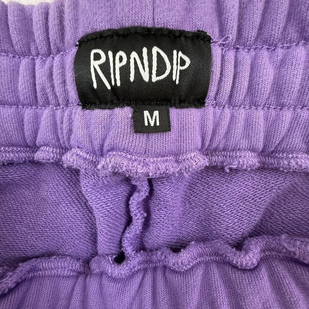 Rip N Dip Aloha Nerm Shorts Sweatshorts Men Medium Lavender Embroidered Hawaiian